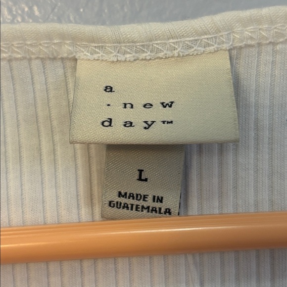 a new day White Ribbed V-Neck Button Tank Top - Picture 3 of 4